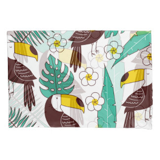 Toucan Orchid Vintage Palm Pattern Pillowcase