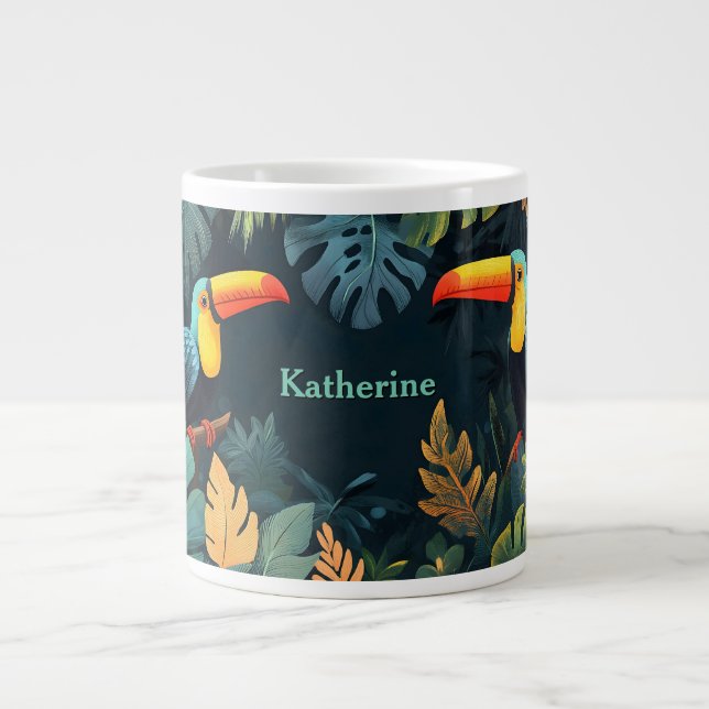  Toucan Paradise: Customizable Design Large Coffee Mug (Front)