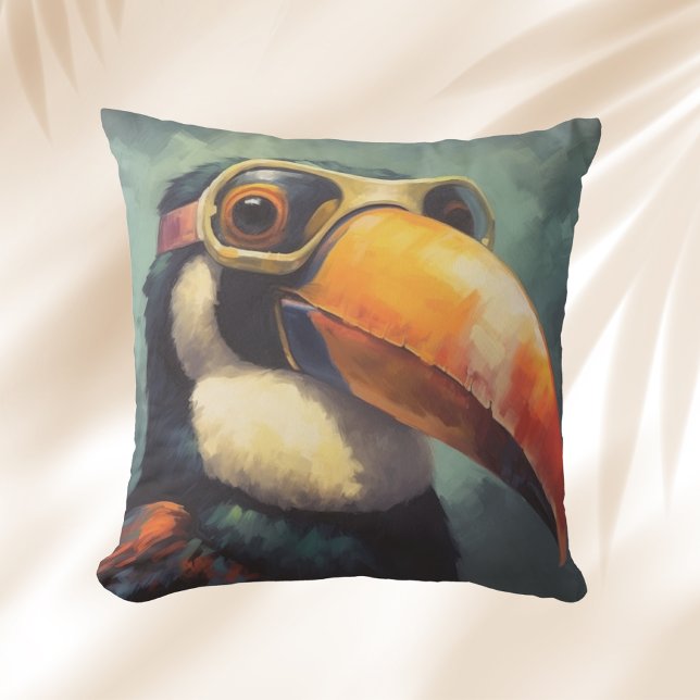 Toucan Pilot Vintage Aviator Graphic Cushion (Creator Uploaded)