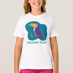 Toucan play bird graphic teal girls top