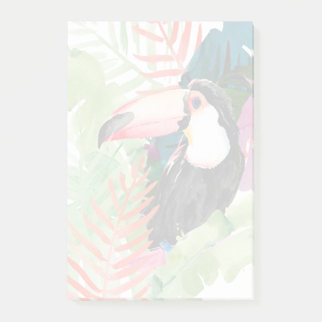 Toucan Portrait with Tropical Leaves Post-it Notes (Front)