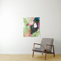 Toucan Portrait with Tropical Leaves