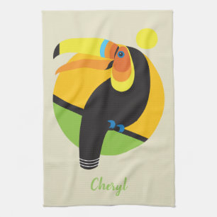 Toucan Rainforest Tropical Bird Art Tea Towel