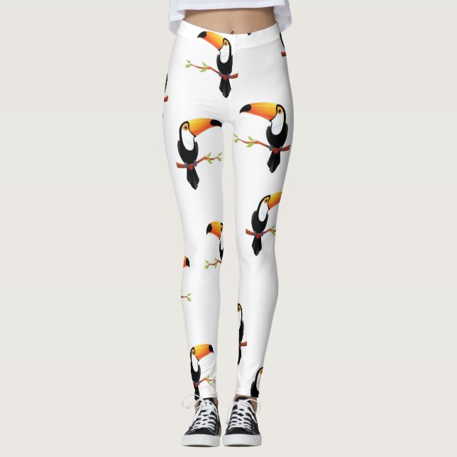 Toucan Swainson Black Color Leggings (Front)