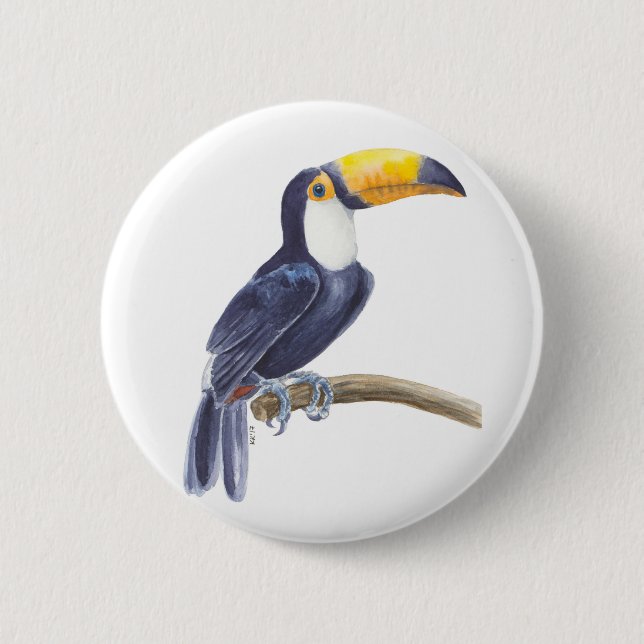 Toucan, tropical bird 6 cm round badge (Front)