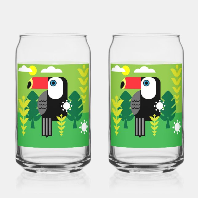 Toucan Tropical Bird Can Glass (Front)