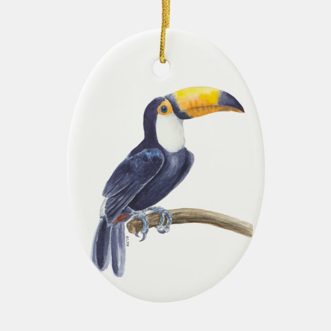 Toucan, tropical bird ceramic tree decoration (Front)