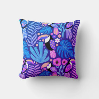 Toucan Tropical Bird Floral Print Pillow