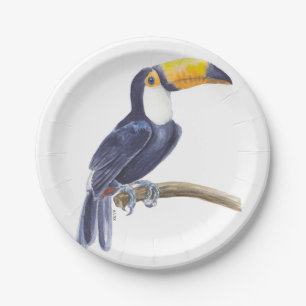 Toucan, tropical bird paper plate