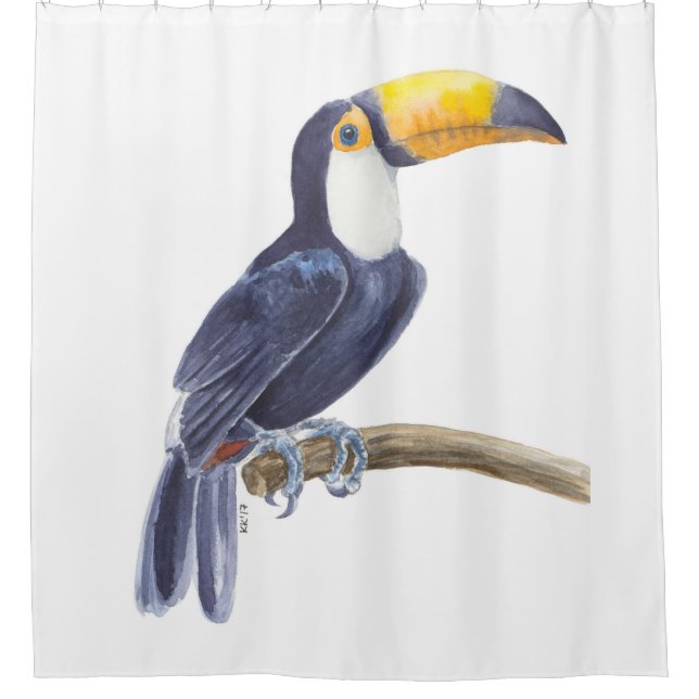 Toucan, tropical bird shower curtain (Front)