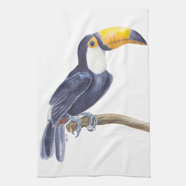Toucan, tropical bird tea towel (Vertical)