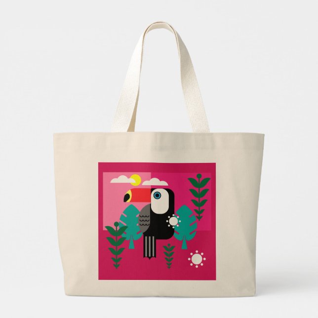 Toucan Tropical Birds Large Tote Bag (Back)