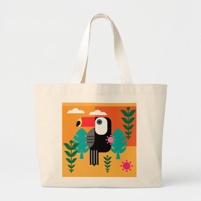 Toucan Tropical Birds Large Tote Bag (Front)