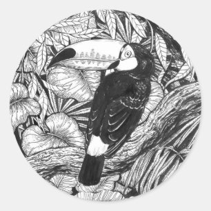 Toucan tropical garden classic round sticker
