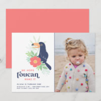 Toucan Tropical Palm Leaves Birthday Invitation