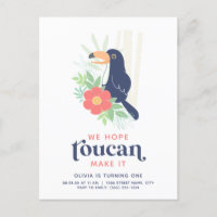 Toucan Tropical Palm Leaves Birthday Invitation