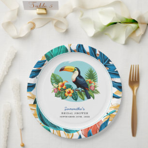 Toucan Tropical Rainforest Summer Bridal Shower Paper Plate
