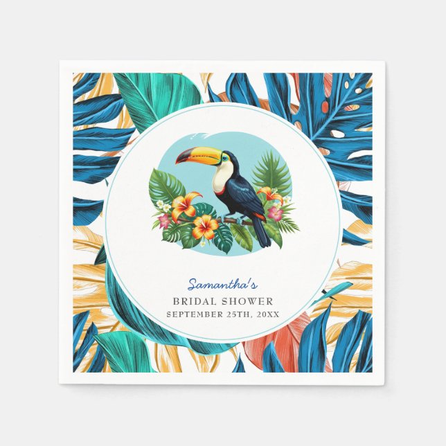 Toucan Tropical Rainforest Summers Bridal Shower Napkin (Front)