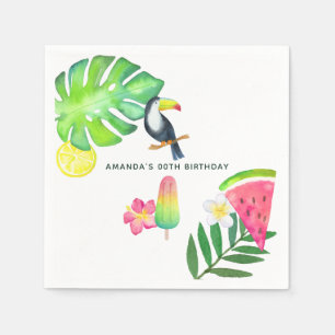 Toucan Tropical Watercolor Summer Party Napkin