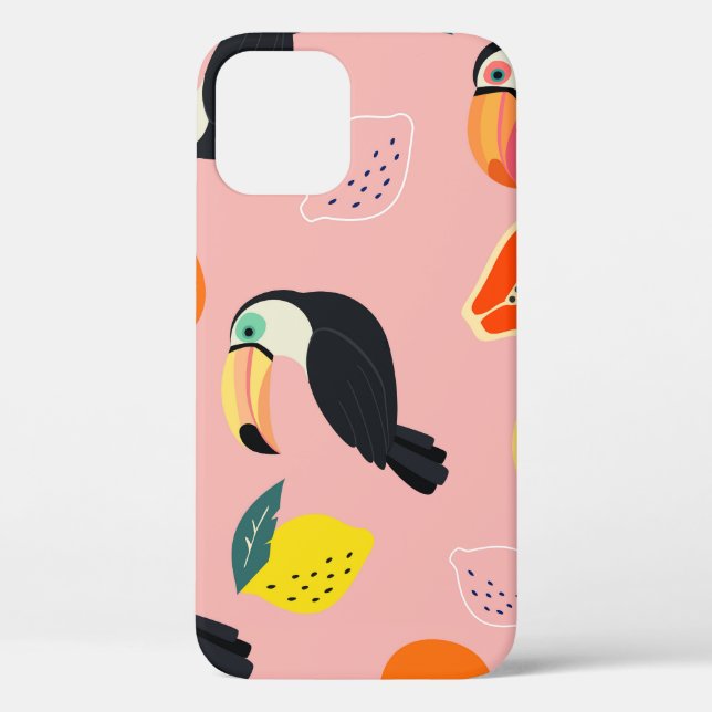 Toucan with Abstract Tropical Fruits Case-Mate iPhone Case (Back)