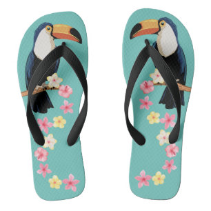 Toucan With Tropical Flowers Jandals