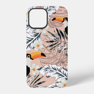 Toucans, graphic palm leaves, plumeria flowers, pa iPhone 12 case