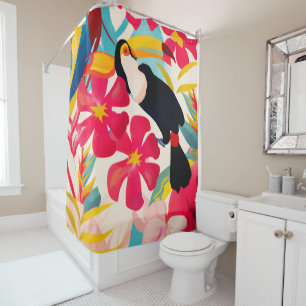 Toucans in paradise Tropical art shower curtain
