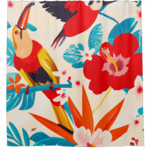 Toucans in paradise Tropical art shower curtain