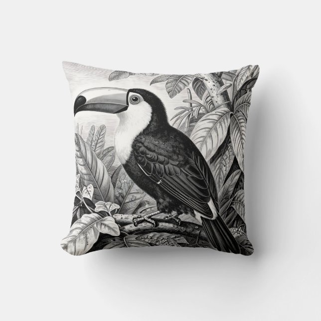Toucans Jungle Foliage Engraving Cushion (Front)