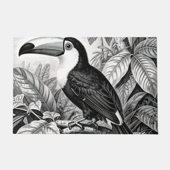 Toucans Jungle Foliage Engraving Doormat (Front)