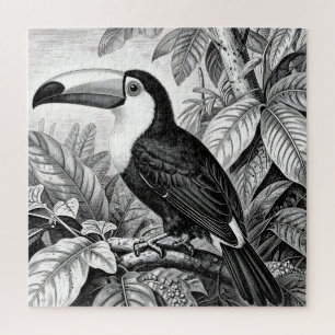 Toucans Jungle Foliage Engraving Jigsaw Puzzle