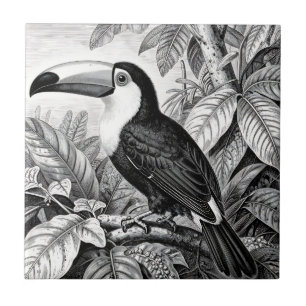 Toucans Jungle Foliage Engraving Tile
