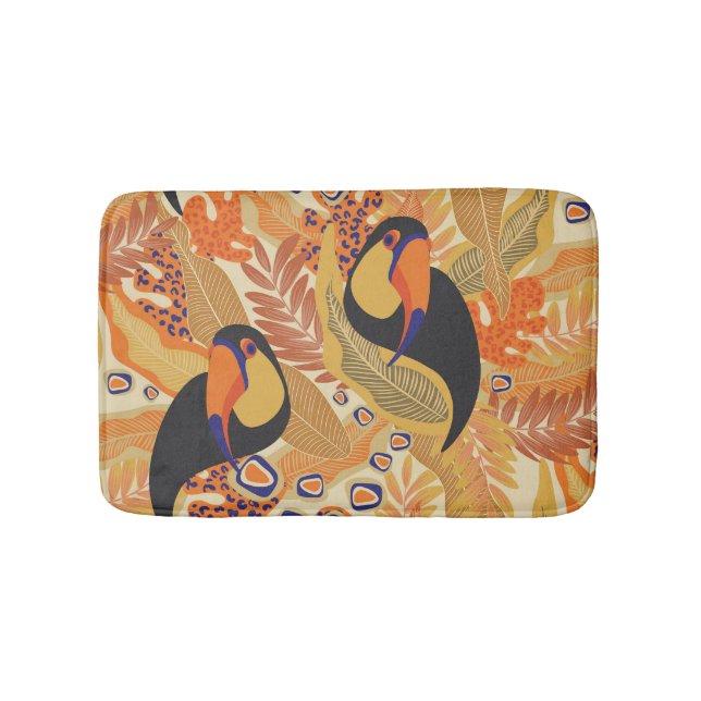Toucans on branches, seamless tropical pattern. bath mat (Front)