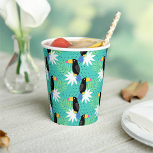 Toucans On Teal Paper Cups