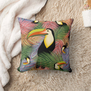 Toucans on the Jungle Exotic Summer Pattern     Cushion