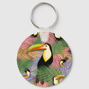 Toucans on the Jungle Exotic Summer Pattern     Key Ring