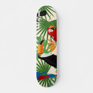 Toucans & Parrots Pattern Skateboard
