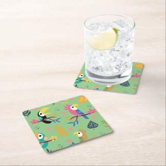 Toucans & Parrotts Square Paper Coaster