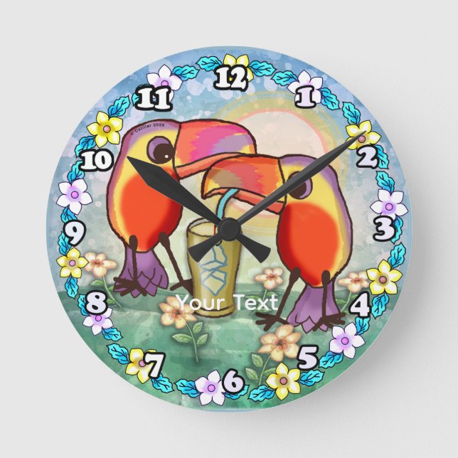 Toucans Tea Round Clock (Front)