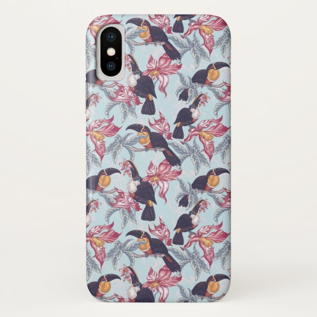Toucans With Exotic Flowers Case-Mate iPhone Case (Back)