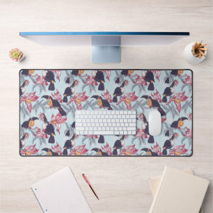Toucans With Exotic Flowers Desk Mat
