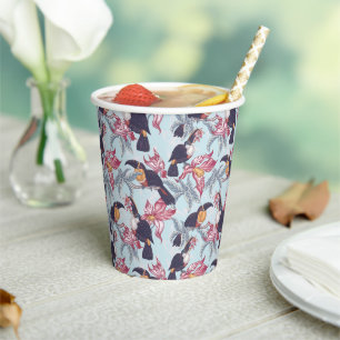 Toucans With Exotic Flowers Paper Cups