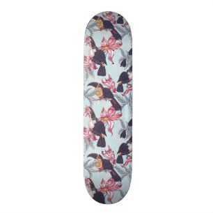 Toucans With Exotic Flowers Skateboard