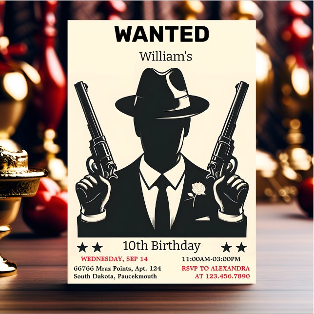 Touch Adult kids 90s boy Retro Mafia 10th Birthday Invitation (Creator Uploaded)