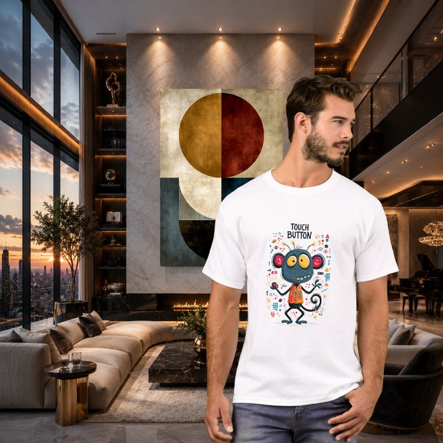 Touch Button Funny Tech Alien Character Gift T-Shirt (Creator Uploaded)