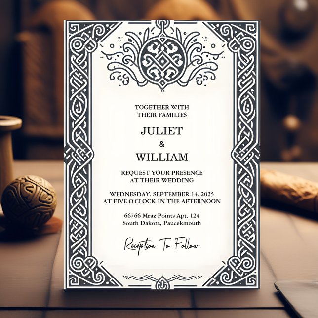 Touch Celtic Nordic Mediaeval Scroll Viking Weddin Invitation (Creator Uploaded)