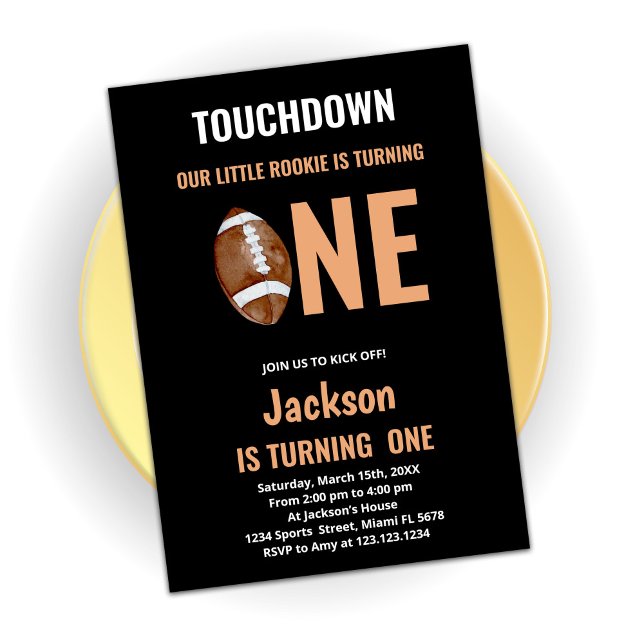 Touch Down One Football Birthday Invitations (Creator Uploaded)