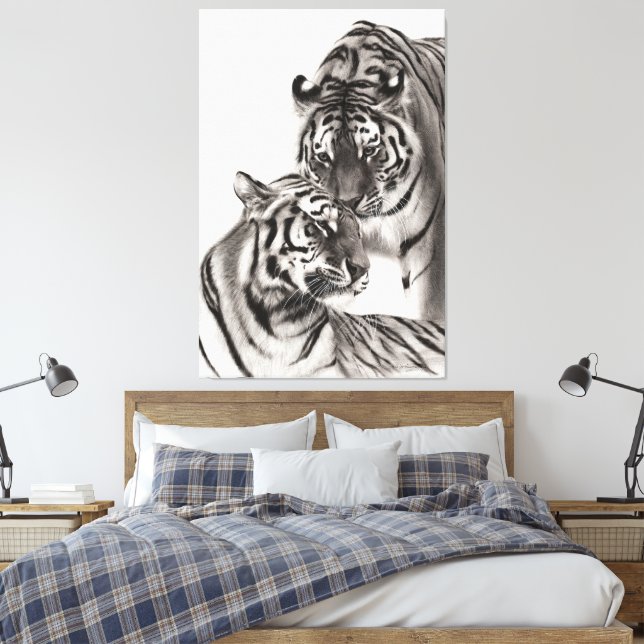 Touch - Hand-Painted Original Tiger Artwork  Canvas Print (Insitu(Bedroom))