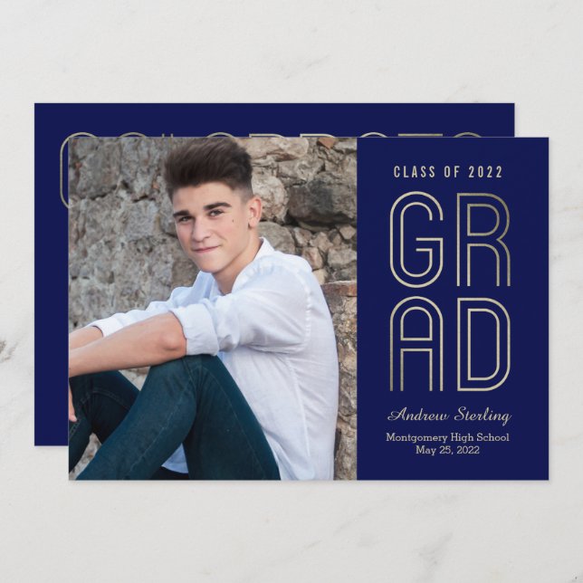 Touch of Class EDITABLE COLOR Graduation Card (Front/Back)