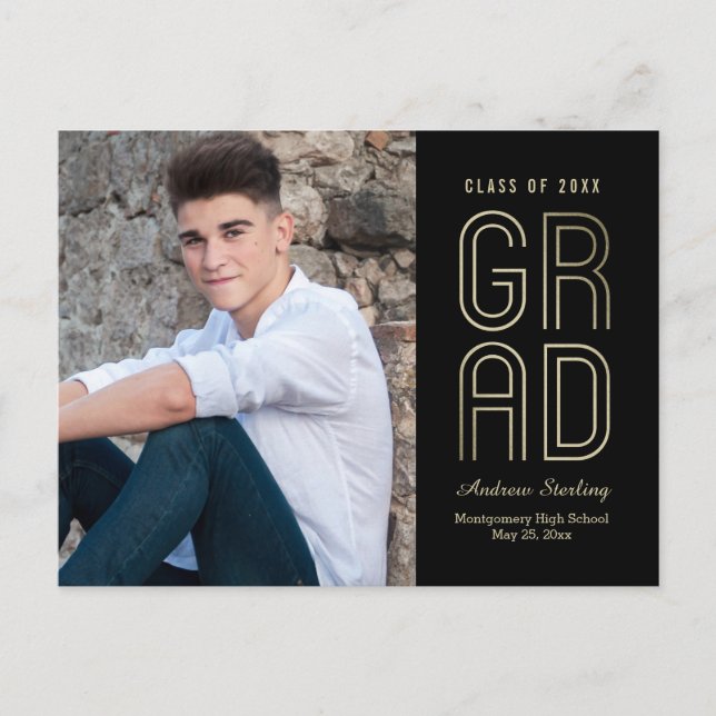 Touch of Class Graduation Announcement Postcard (Front)